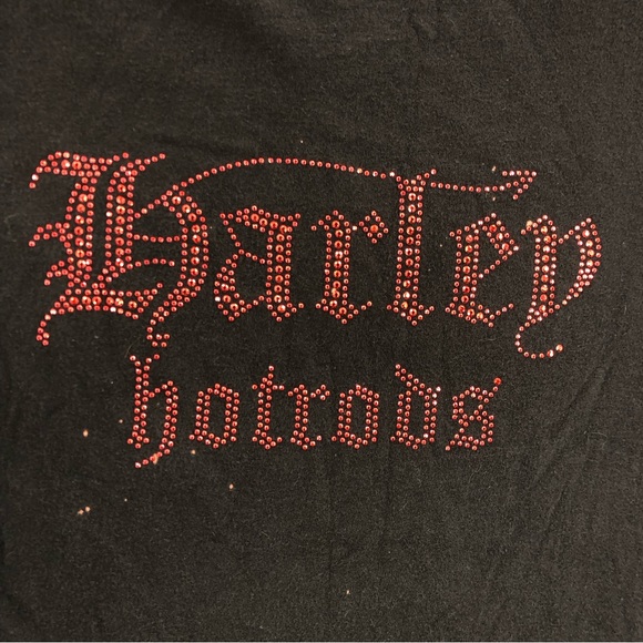 Alstyle Harley Tshirt Hotrods Womens Large Embellished Black Shirt - Picture 2 of 9